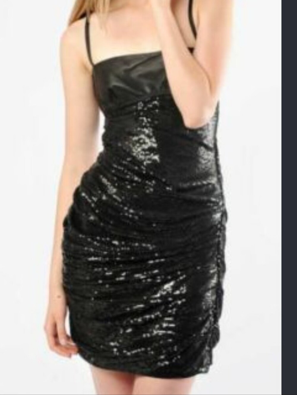 Alexander Wang Black Sequin & Leather Goddess Mini Dress Size 2